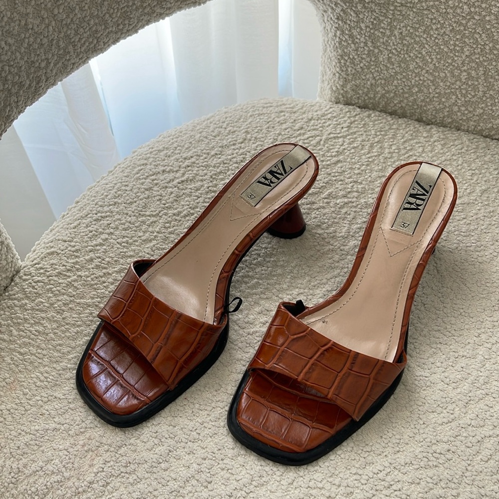 Zara animal print heeled sandals
